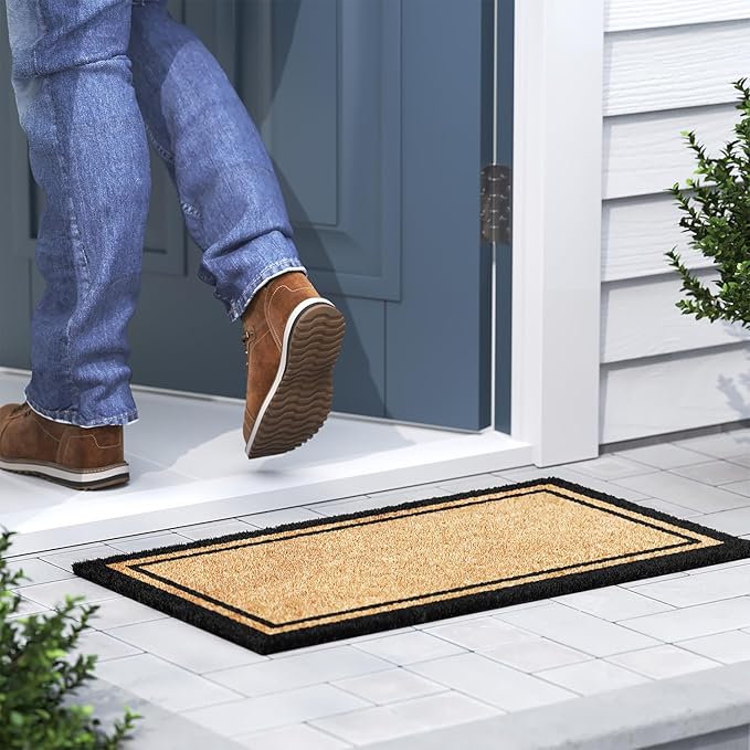 Barnyard Designs Doormat Welcome Mat for Outdoors, Large Front Door Entrance Mat, Brown (Border, 30x17)
