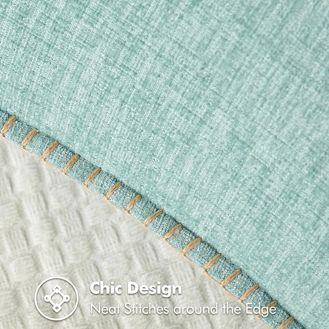 MIULEE Pack of 2 Couch Throw Pillow Covers Farmhouse Decorative Pillow Covers with Stitched Edge Soft Chenille Solid Dyed Pillow Covers for Sofa Bed Living Room 20x20 Inch Aqua Blue