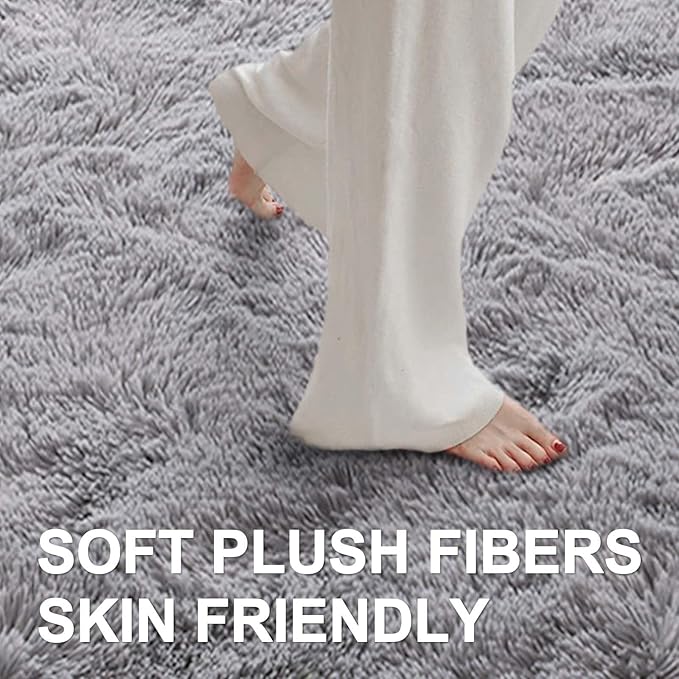 6x9 Ft Large Shag Rugs for Living Room Decor, Ultra Soft Fluffy Furry Area Rugs for Bedroom Indoor Floor, Aesthetic Carpet for Kids Home (Light Grey)