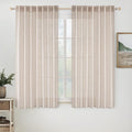 MIULEE Natural White Linen Curtains 60 Inch Length 2 Panels for Bedroom Living Room, Soft Thick Linen Textured Window Drapes Semi Sheer Light Filtering Back Tab Rod Pocket Burlap Look Decor