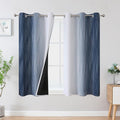 Estelar Textiler Navy Blue and Greyish White Blackout Curtains 45 Inch Length, Light Blocking Gradient Drapes for Kitchen, Thermal Insulated Grommet Ombre Curtains for Bathroom,42Wx45L,2 Panels