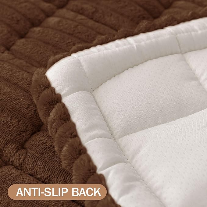 Smiry Couch Cover for Dogs Washable, Non Slip Fuzzy Pet Couch Covers for 3 Cushion Sofa Pet Friendly, Thick Soft Sofa Slipcovers Cushion Protector (Brown, 27.6" x 70.9")