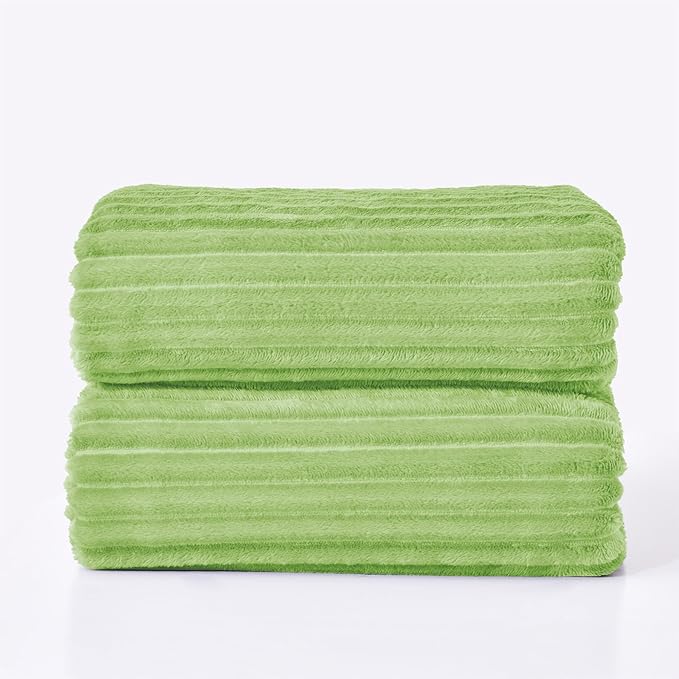 BEDELITE Fleece Blanket Queen Size – 3D Ribbed Jacquard Soft and Warm Decorative Fuzzy Blankets – Cozy, Fluffy, Plush Lightweight Throw Blankets for Couch, Bed, Sofa(Sage Green, 90x90 inches)