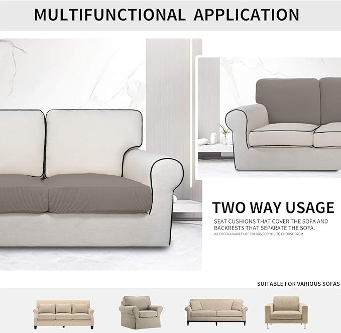 Easy-Going Stretch Cushion Cover Sofa Cushion Furniture Protector Sofa Seat Sofa slipcover Sofa Cover Soft Flexibility with Elastic Bottom(Chiar Cushion,Taupe)