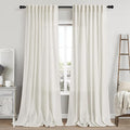 Cream Linen 102 Inch Long Curtains for Living Room 2 Panels Back Tab Rod Pocket Cream Semi Sheer Extra Long Curtains Linen Soft Material Light Filtering Window Panel Drapes for Dining Room 60x102