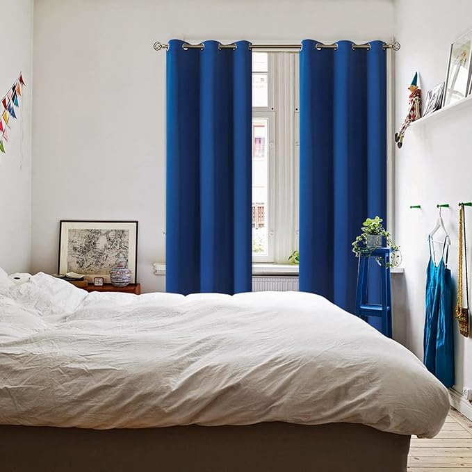 BGment Blackout Curtains for Bedroom - Grommet Thermal Insulated Room Darkening Curtains for Living Room, 42 x 84 Inch, 2 Panels, Royal Blue