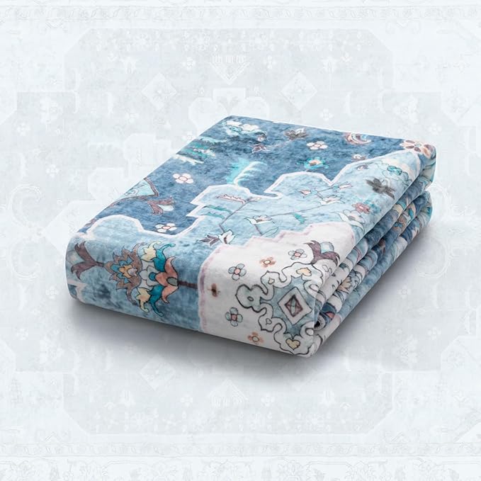 SERISSA Boho Washable Runner Rug, 2'6"x10' Long Non-Slip Vintage Blue Hallway Kitchen Stair Runner Rug Ultra Soft Print Distressed Floor Carpet for Bedroom Bathroom Laundry Room