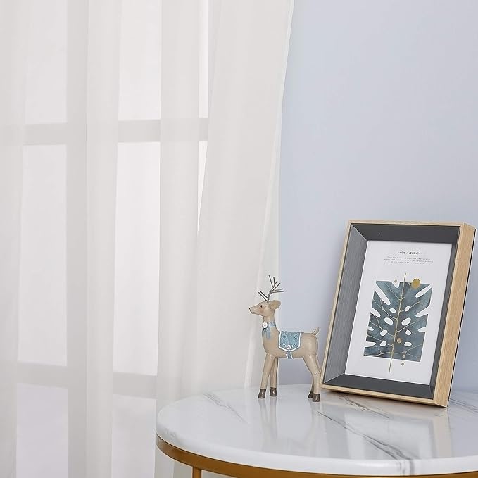 NICETOWN Sheer Window Curtains 72 inches Long, Silver Grommet Light Filtering Window Drapes Airy & Breathable Living Room Voile Panels for Flat/Apartment, Beige, 108" W Total 2 Pieces