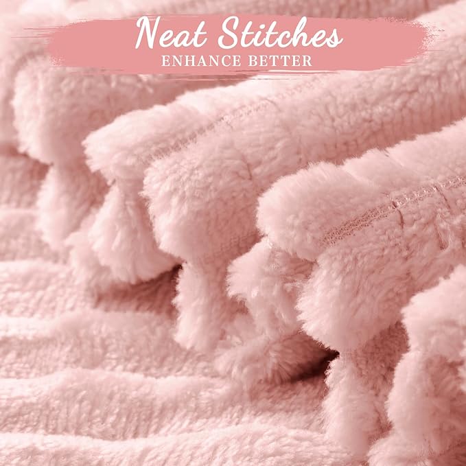 Buryeah 12 Pcs Flannel Throw Blanket Bulk 50 x 60 in Sleepover Blanket Outdoor Wedding Throw Lightweight, Oeko-tex Standard 100 Certified for Sofa Homeless Gifts (Vintage Pink)