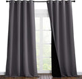 NICETOWN 100% Blackout Blinds, Laundry Room Decor Window Treatment Curtains for Large Patio Sliding Door, Thermal Insulated Grey Curtains for Bedroom, Set of 2, 55 inches x 102 inches