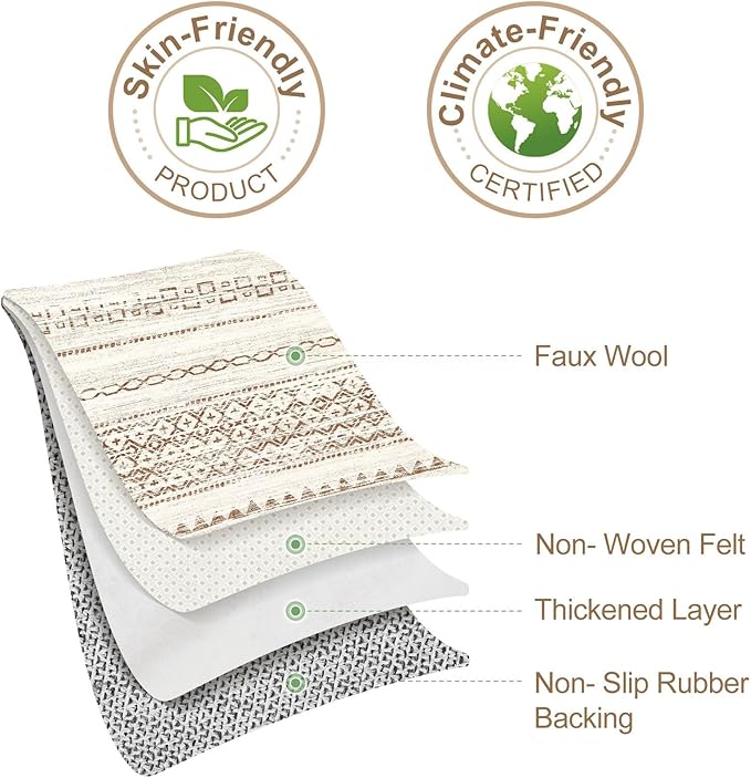 Nakagishi 6x9 Area Rugs Living Room: Washable Boho Large Neutral Soft Farmhouse Rug Stain Resistant Modern Indoor Floor Non-Slip Accent Carpet for Bedroom Nursery Kids Playroom Office Dining Room Dorm