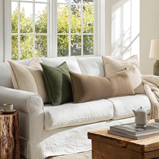 MIULEE Decorative Long Lumbar Throw Pillow Cover for Bed 14x36 Khaki Boho Farmhouse Neutral Couch Pillowcase Pack of 1 Accent Modern Sofa Cushion Livingroom Home Decor (Covers Only)