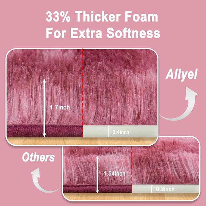 Soft Runner Rugs for Bedroom Hallways, 2x6 Tie-Dyed Blush Pink Fluffy Shag Throw Area Rug Non Slip for Bedside Dorm, Long Shaggy Furry Carpet for Nursery Living Room