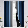 SimpleHome Blue Ombre 100% Blackout Curtains for Bedroom 96 Inches Long, Room Darkening Thermal Insulated Grommet Curtains for Living Room, 2 Panels, 52x96 inches Length