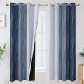 Estelar Textiler Full Room Darkening Greyish White and Navy Blue Blackout Curtains 63 Inch Length 2 Panels Set,Ombre Thermal Insulated Full Light Blocking Grommet Blackout Drapes for Boys Room,52Wx63L
