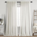 Linen Curtains 84 inches Long for Bedroom Back Tab Light Filtering Privacy Sheer Cream Curtains Modern Farmhouse Coastal Decor Cream Cotton Textured Gauze Curtain 2 Panel Set 70x84