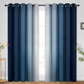 SimpleHome Ombre Room Darkening Curtains for Bedroom, Gradient Dark Blue to Grey White Light Blocking Thermal Insulated Grommet Window Curtain/Drapes for Living Room,2 Panels, 70x84 inches Length