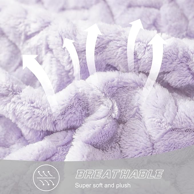 Exclusivo Mezcla Fleece Throw Blanket for Couch and Bed, 50x70 Inches Soft Cozy Jacquard Flannel Blankets, Lightweight Fuzzy Plush Warm Throws for Women, Lilac Purple