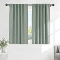 Pony Dance Short Black Out Curtain Panels for Basement, Small Drapes for Bathroom, Thermal Insulated Tiers for Basement, 34x45 inch, 2 Window Curtain Panels, Sage Green