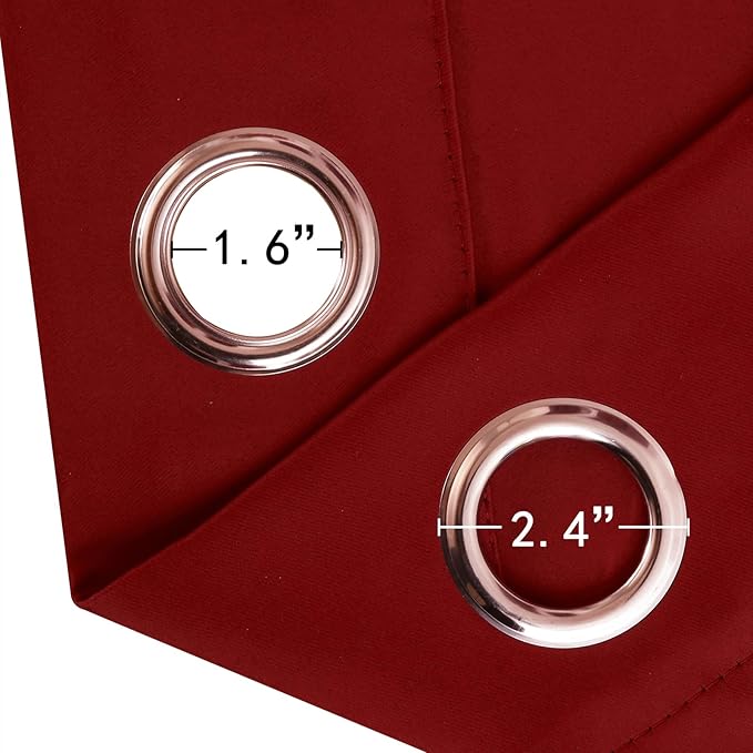 LEMOMO Blackout Curtains 52 x 90 Inch Long Red Curtains Set of 2 Panels Room Darkening Curtains for Bedroom and Living Room