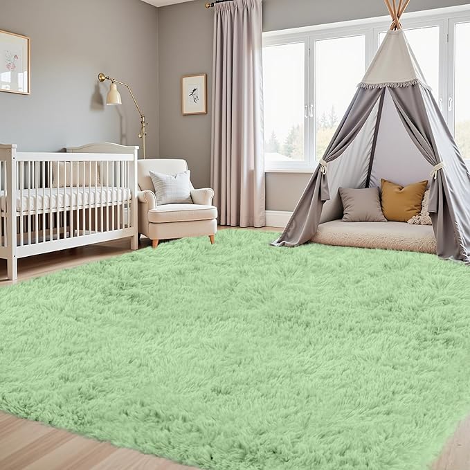 4x6 Area Rugs for Living Room Rug: Soft Fluffy Shag Mint Green Rugs for Bedroom, Non-Slip Large Fuzzy Plush Rug Indoor Floor Carpet for Nursery Kids Boys Girls Room, Dorms, Playroom, Modern Home Decor