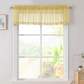 Simplebrand Yellow Valances 14 Inches Long for Living Room Pocket 2 Panel Light Filtering Sheer Translucent Valence Toppers for Short Window Kitchen Bathroom Bedroom 42x14 Inch Length