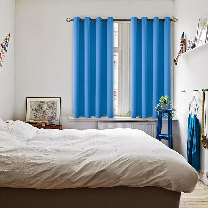 BGment Room Darkening Curtains 54 Inches Long - Grommet Thermal Insulated Drapes Window Treatment Curtains for Bedroom, 2 Panels, 52 x 54 Inch, Classic Blue