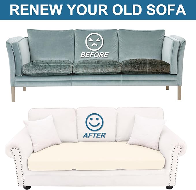 Smiry Printed Couch Cushion Covers, Stretch Soft Couch Covers for Sofa, Washable Non-Slip Sofa Slipcover Furniture Protector for Indoor and Outdoor (3 Pack, Cream)