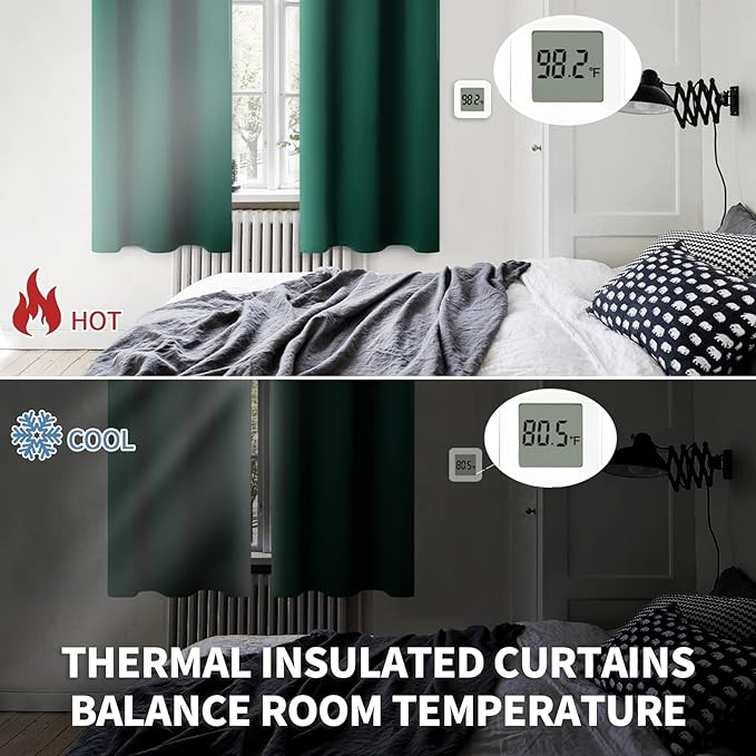 BGment Blackout Curtains for Bedroom - Grommet Thermal Insulated Room Darkening Drapes for Living Room, Set of 2 Panels (70 x 84 Inch, Emerald Green)