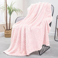 Exclusivo Mezcla Fleece Throw Blanket for Couch and Bed, 50x70 Inches Soft Cozy Jacquard Flannel Blankets, Lightweight Fuzzy Plush Warm Throws for Women, Light Pink