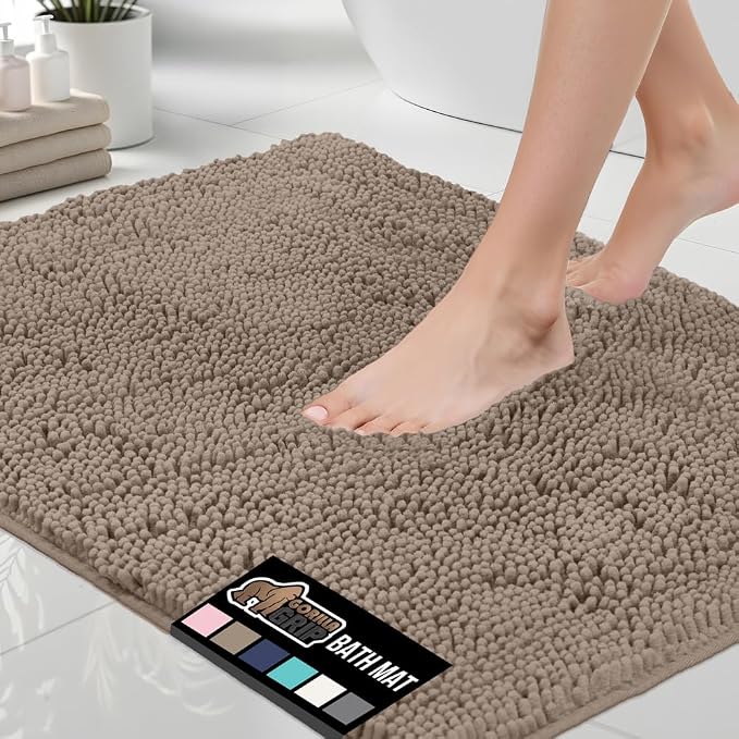 GORILLA GRIP Bath Rug Mat 60x24, Thick Absorbent Chenille, Quick Dry Microfiber by GorillaGrip