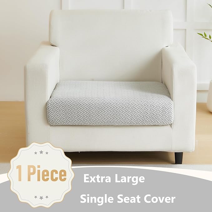 Couch Cushion Covers for Sofa Couch Covers Wear-Resistant Universal Sofa Cover Washable Stretch for Sectional Slipcovers (Texture-Light Gray,Extra Large Single Seat Cover)
