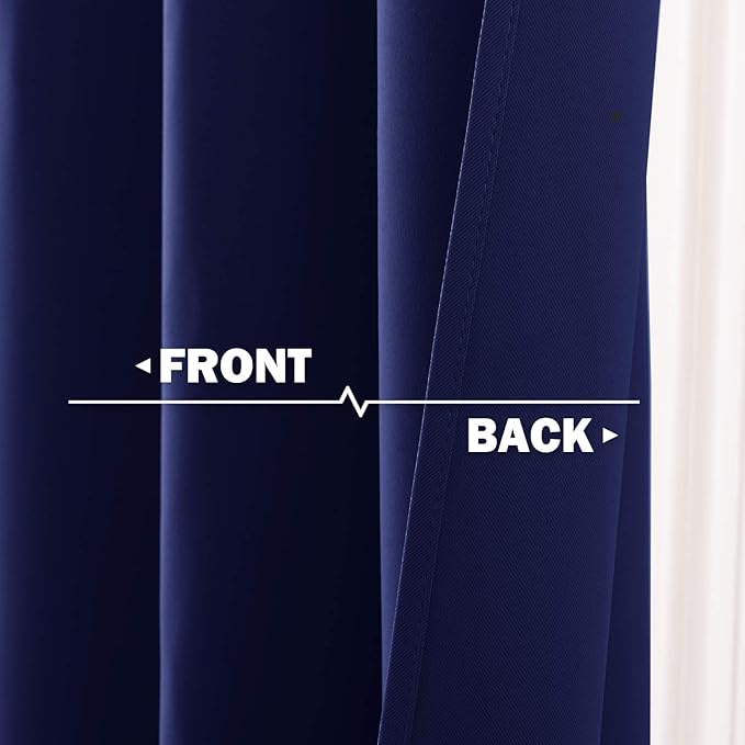 NICETOWN Royal Blue Blackout Kitchen Curtains - Energy Smart Blackout Grommet Curtain Panels for Bathroom/Loft Window/Living Room (42W by 36L 1.2 inches Header, Set of 2)