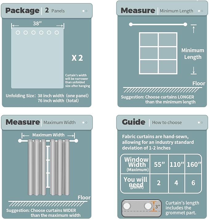 BGment Blackout Curtains - Grommet Thermal Insulated Room Darkening Bedroom and Living Room Curtains, Set of 2 Panels (38 x 45 Inch, Frosty Green)