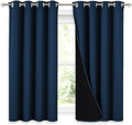 NICETOWN 100% Blackout Curtains with Black Liners, Thermal Insulated Full Blackout 2-Layer Lined Drapes, Noise Cancellation Window Draperies for Dining Room (Moroccan Blue, 2 Panels, 52" W by 54" L)