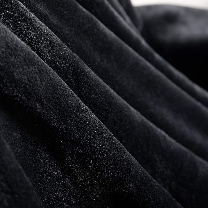 TASTHROW Large Flannel Fleece Throw Blanket, 50×70 Inch - Cozy Lightweight Thick Blanket - All Seasons Suitable for Women, Men and Kids (Two Pack, Black)