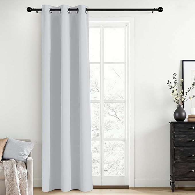 Yakamok 84 Inch Length Room Darking Curtains for Bedroom, Light Blocking Drapes Room Darkening Thermal Insulated Solid Grommet Panels for Living Room(38Wx84L, Greyish White, 1 Panel)