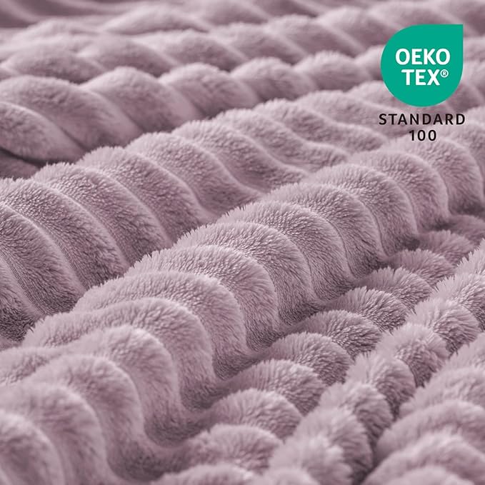 BEDELITE Fleece Blanket Twin Size – 3D Ribbed Jacquard Soft and Warm Decorative Fuzzy Blankets – Cozy, Fluffy, Plush Lightweight Throw Blankets for Couch, Bed, Sofa(Dusky Violet, 60x80 inches)