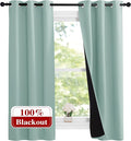 NICETOWN Aqua Blue 100% Blackout Lined Curtains, 2 Thick Layers Narrow Wide Window Treatment Panels Thermal Insulated Drapes for Kitchen Small Window (1 Pair, 37" Width x 63" Length Each Panel)