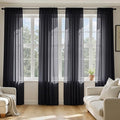 MIULEE Black Sheer Curtains 90 Inches Long, 4 Panels Set, Light Filtering Halloween Rod Pocket Voile Drapes for Living Room and Bedroom, Airy Soft Fabric Window Treatments, 42 x 90 Inches