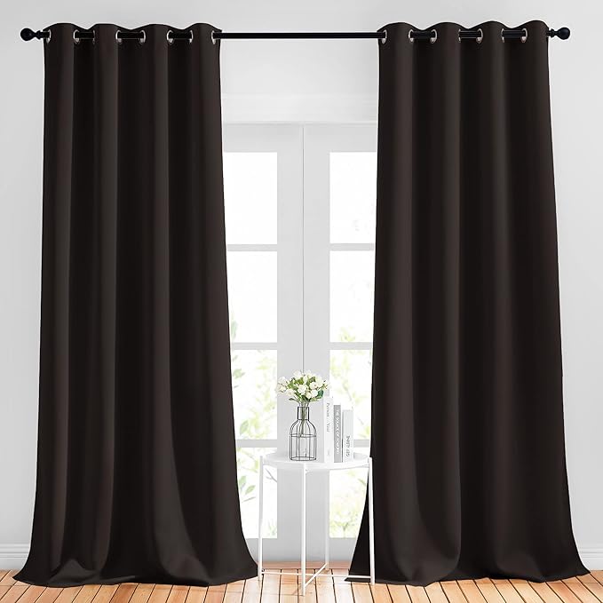NICETOWN Blackout 102 inch Curtains for Living Room, Grommet Thermal Insulated Room Darkening Curtains for Bedroom/Living Room, 2 Panels, W52 x L102, Toffee Brown