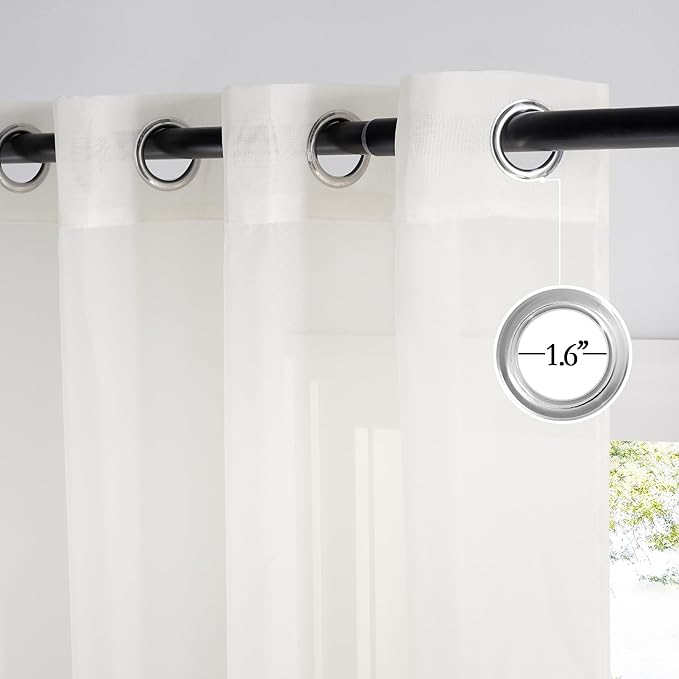 NICETOWN Natural Voile Sheer Bedroom Curtains 84 Inches Long, Grommet Airy & Lightweight Window Treatments Light Filtering for Living Room/Bedroom,W54 x L84, Set of 2
