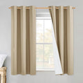 NICETOWN 100% Absolutely Blackout Linen Curtains with Thermal Insulated White Liner, Camel, 42" Wide by 54" Long, 2 Pieces, Linen Blend Window Drapes Privacy Window Treatments for Bedroom/Kids Room