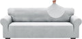 ZNSAYOTX 1 Piece Jacquard Couch Covers for 3 Cushion Couch High Stretch Sofa Cover for Pets Dogs Anti Slip Extra Large Sofa Slipcovers Furniture Protector (X-Large, New Pattern Silver Grey)