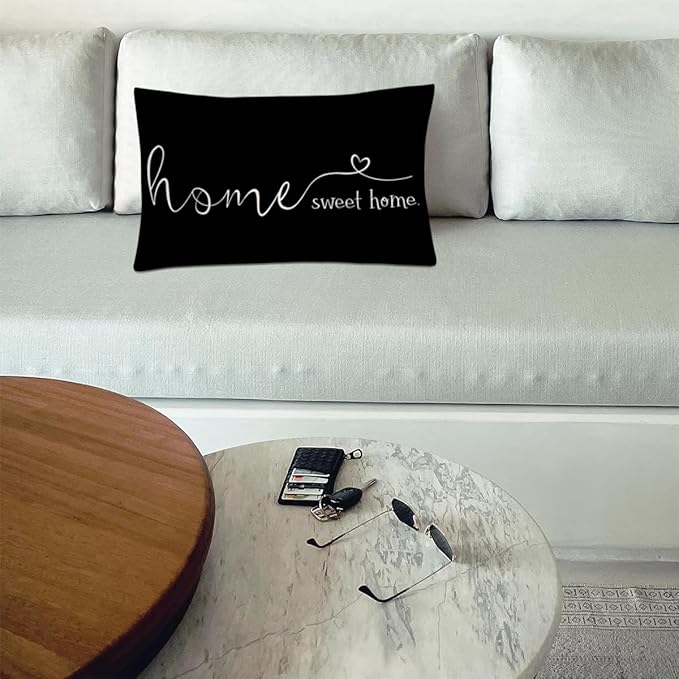 MFGNEH Farmhouse Pillow Covers, 12x20 Inch - Home Decorative Throw Pillow Case, Housewarming Gift, Black