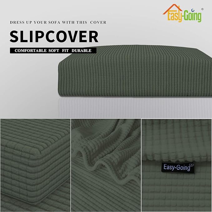 Easy-Going Stretch Cushion Cover Sofa Cushion Furniture Protector Sofa Seat Sofa slipcover Sofa Cover Soft Flexibility with Elastic Bottom(Sofa Cushion,Olive Green)