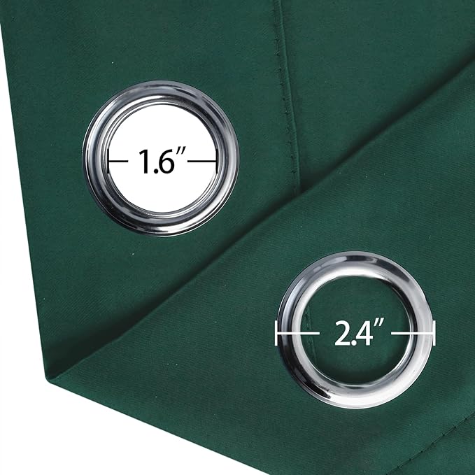 LEMOMO Blackout Curtains 66 x 72 Inch Long Dark Green Curtains Set of 2 Panels Room Darkening Curtains for Bedroom and Living Room