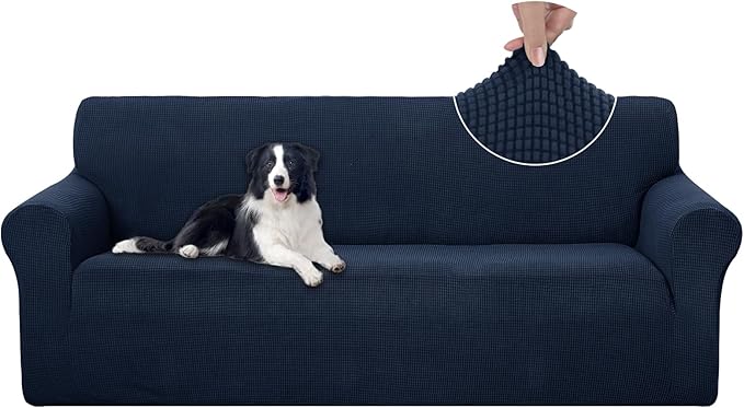 U-NICE HOME Stretch Couch Cover Sofa Cover Washable Sofa Slipcover Furniture Protector for 3 Cushion Couch Sofa Pet Friendly(Sofa, Navy)