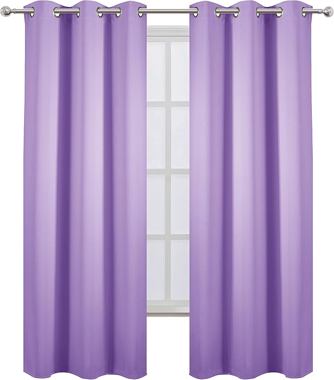 LEMOMO Blackout Curtains 38 x 84 inch/Lavender Curtains Set of 2 Panels/Thermal Insulated Room Darkening Bedroom Curtains