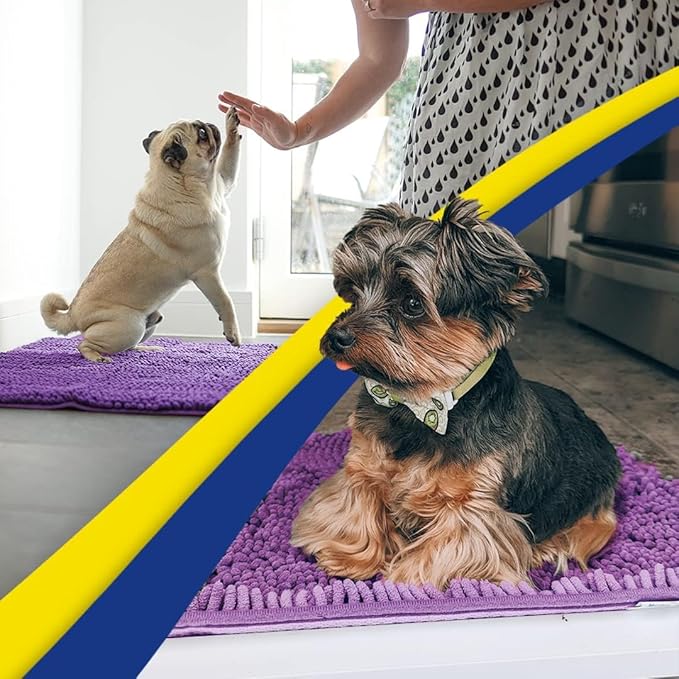 Muddy Mat® | Super Absorbent Door Mat Indoor, Microfiber Quick Dry Chenille Entryway Rug, Non-Slip Front Door Mat, Indoor Mats for Entryway, Machine Washable Pet Rug, Purple 18"x28"